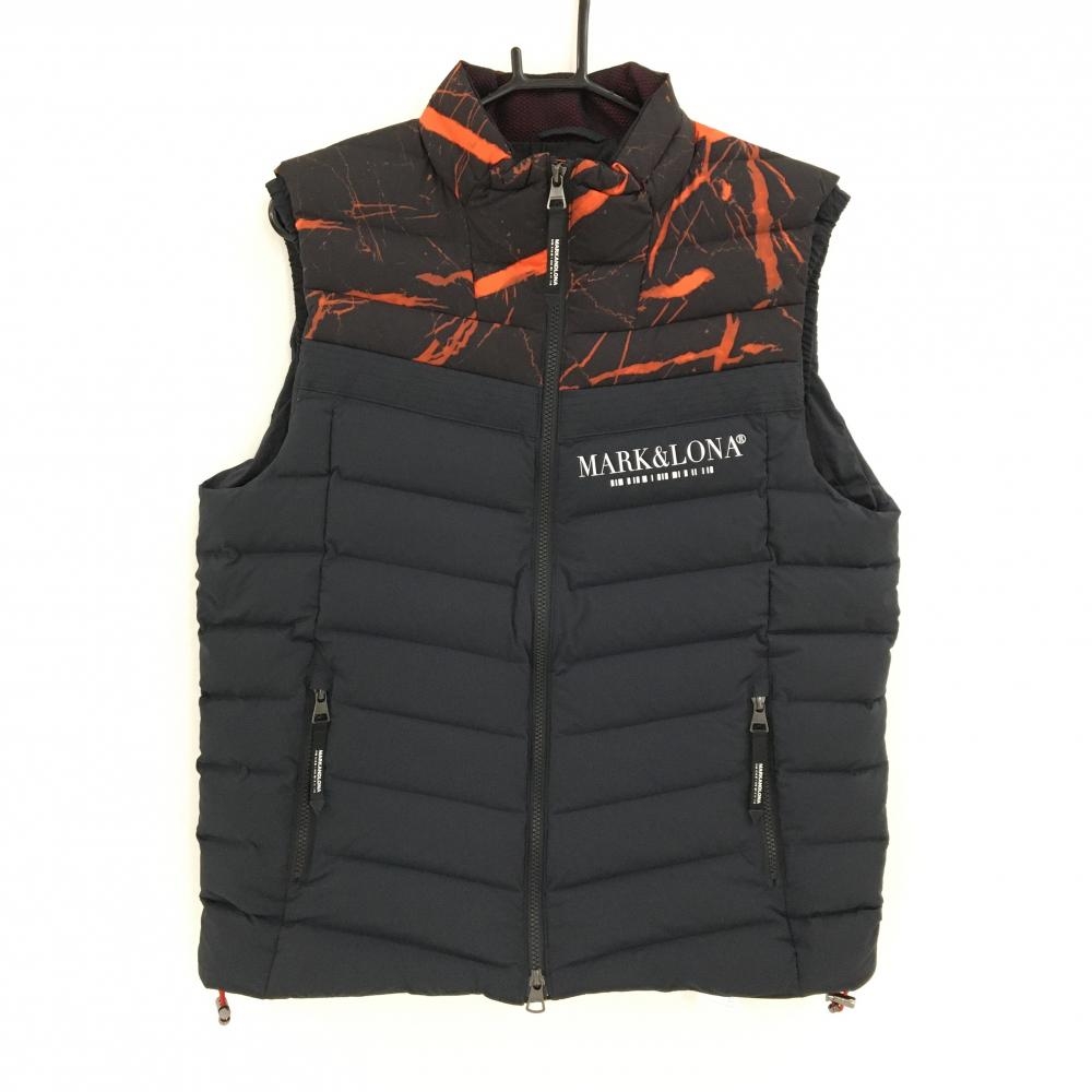 美品 マークアンドロナ ゴルフウェア 中綿ブルゾン 48 赤×紺 撥水 防寒