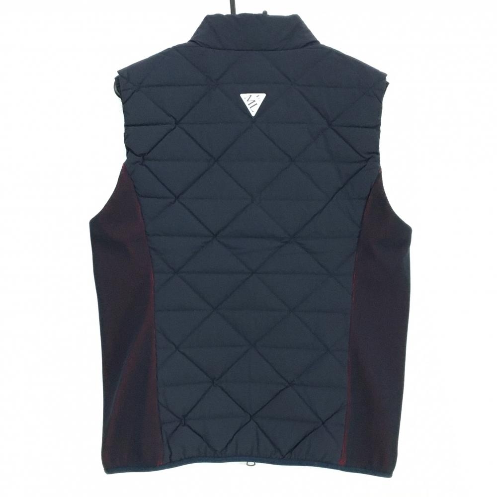 美品】マークアンドロナ ダウンベスト ネイビー ロゴプリント メンズ
