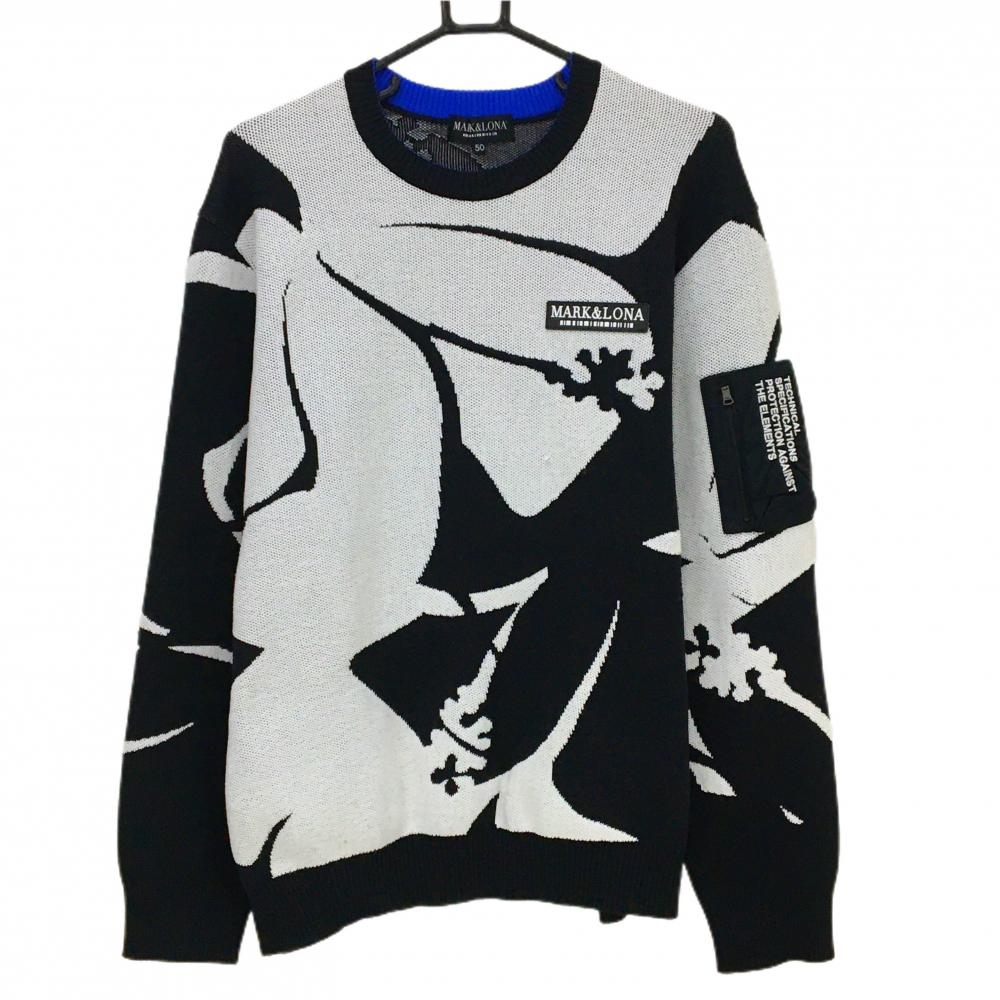 ○☆訳有り新品未使用 MARK&LONA ブランドロゴニットパーカー 50 黒