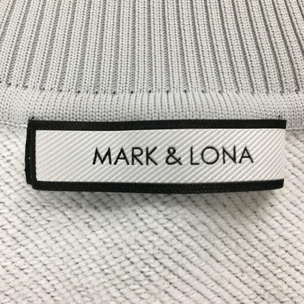 マークアンドロナ 異素材ニットベスト グレー系×黒×蛍光オレンジ