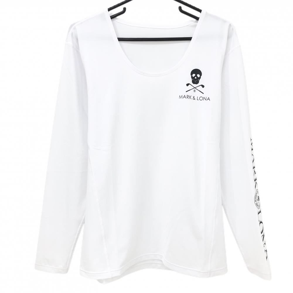 【新品】マークアンドロナ インナーシャツ 白×黒 袖ロゴプリント メンズ 48(L) ゴルフウェア 2024年モデル MARK＆LONA