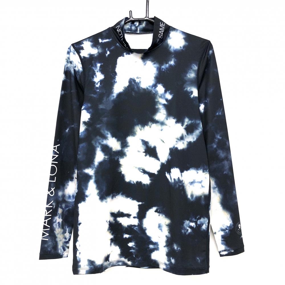 【超美品】マークアンドロナ ハイネックインナーシャツ ダークネイビー×白 タイダイ柄風  メンズ SM ゴルフウェア MARK＆LONA