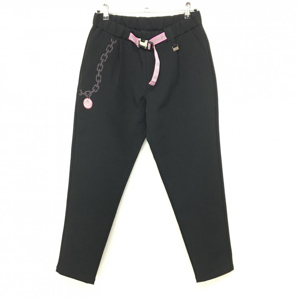MARK&LONA極美品スラックス 赤/黒 総柄 46 マークアンドロナ ゴルフ 超美品】マークアンドロナ パンツ 黒×ピンク スカル チェーンプリント