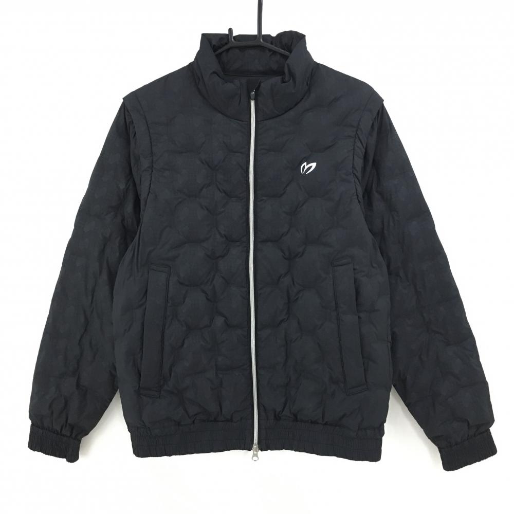 【超美品】マスターバニー 2WAYダウンジャケット 黒 チェック地模様 ロゴ メンズ 4(M) ゴルフウェア 2023年モデル MASTER BUNNY EDITION