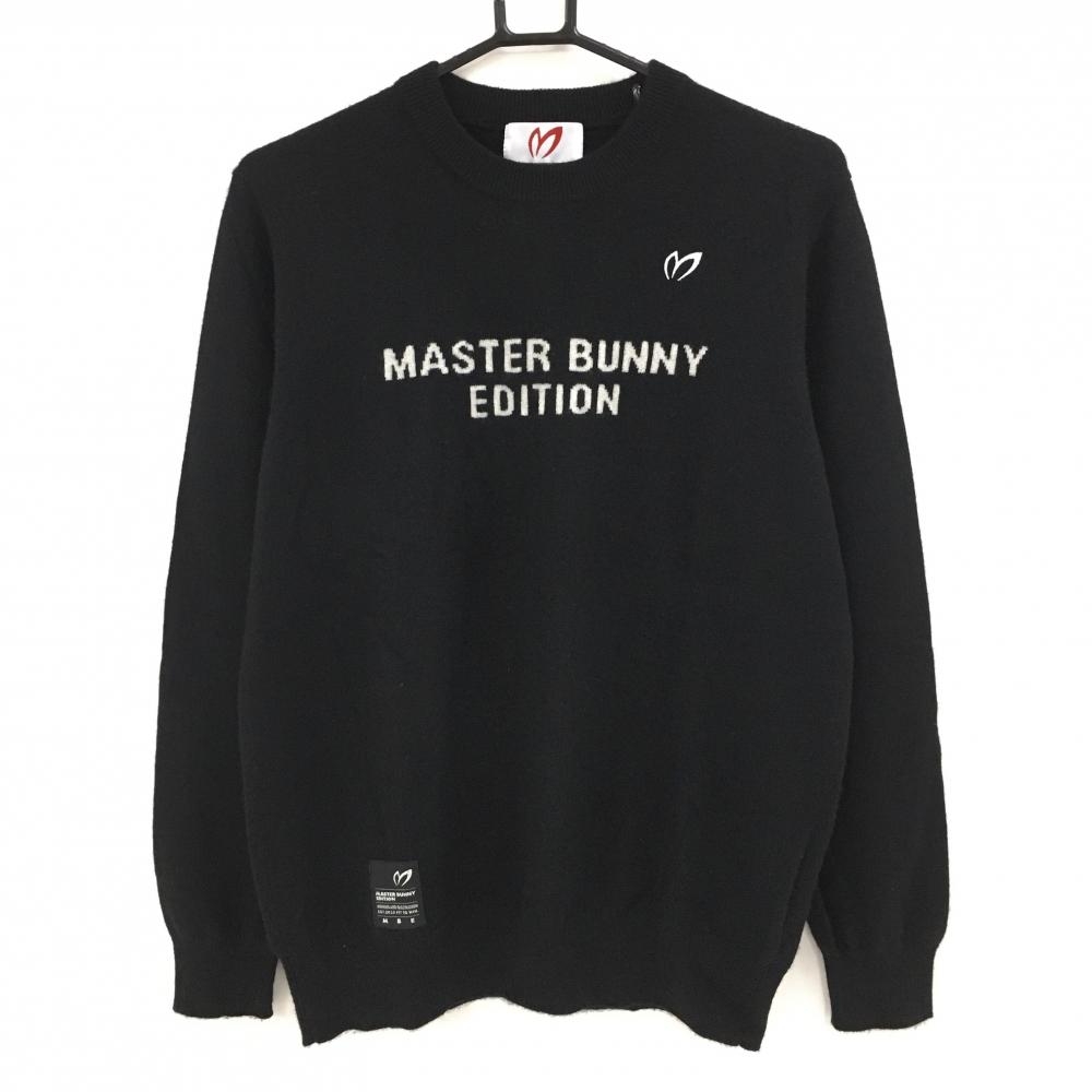 【美品】マスターバニー セーター 黒×白 フロントロゴ カシミヤ100％ ニット メンズ 4(M) ゴルフウェア MASTER BUNNY EDITION