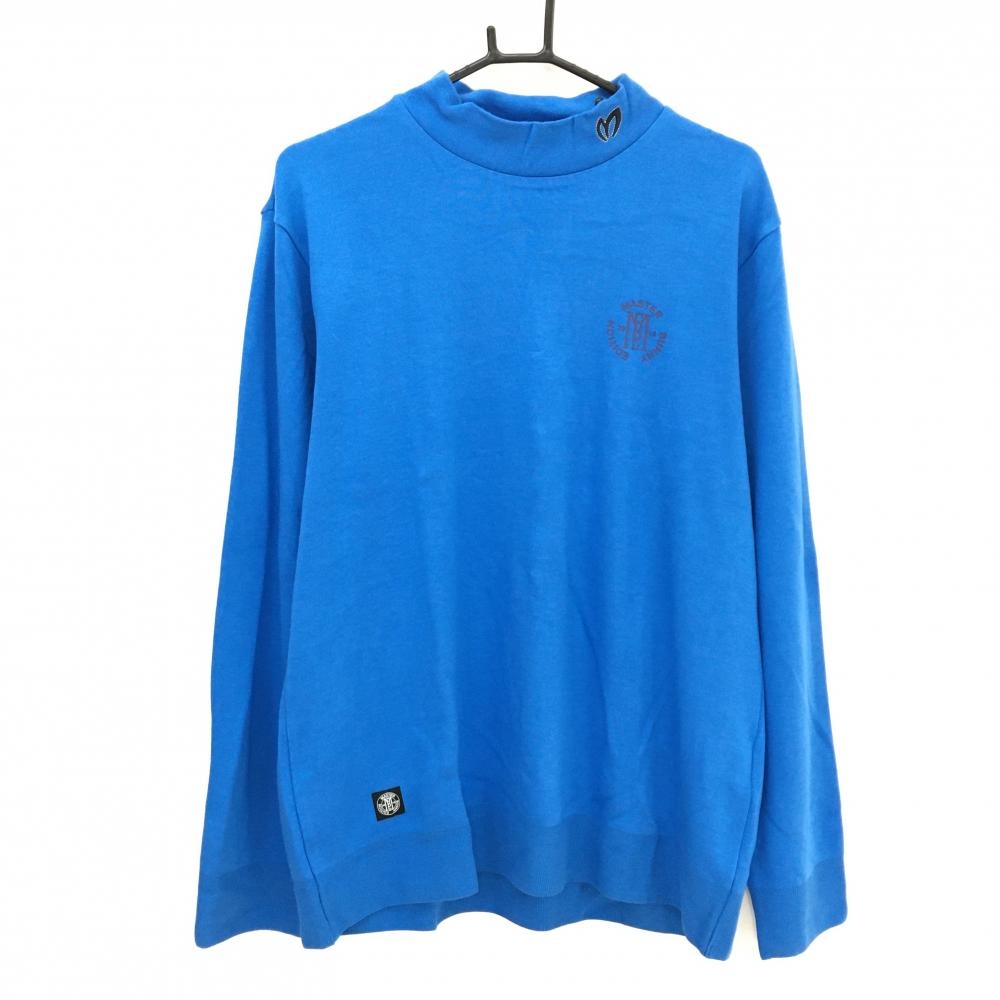 【超美品】マスターバニー ハイネックセーター ブルー ネックロゴ刺しゅう メンズ 5(L) ゴルフウェア 2024年モデル MASTER BUNNY EDITION