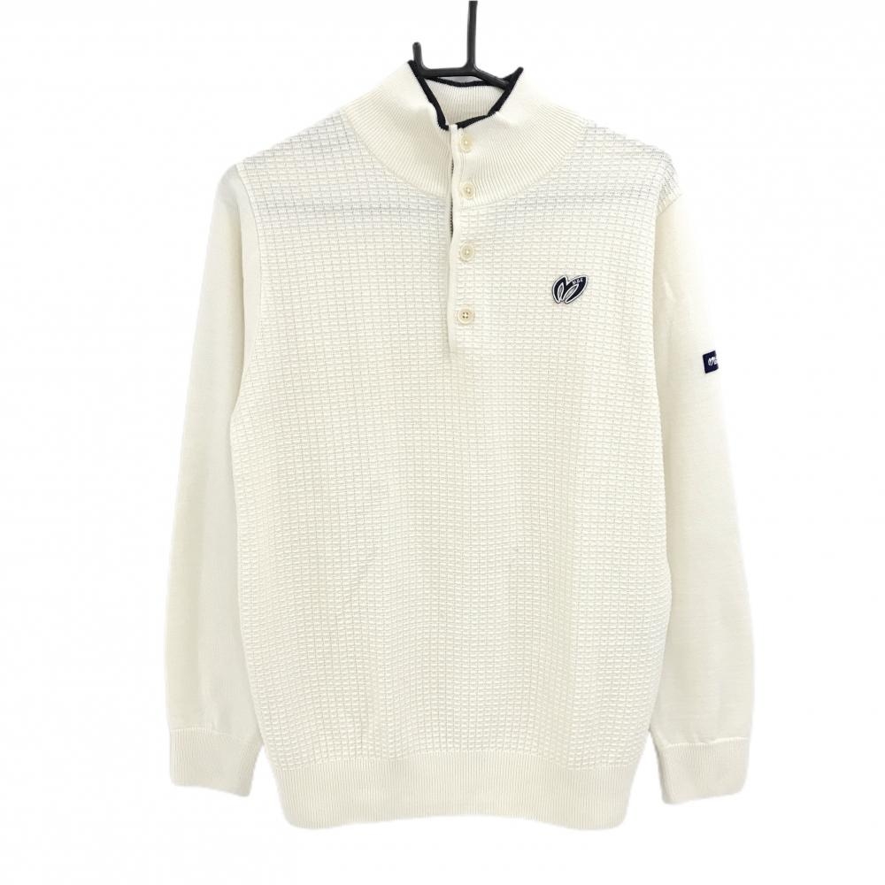 【超美品】マスターバニー ハイネックセーター アイボリー×ネイビー ハーフボタン  メンズ 4(M) ゴルフウェア MASTER BUNNY EDITION