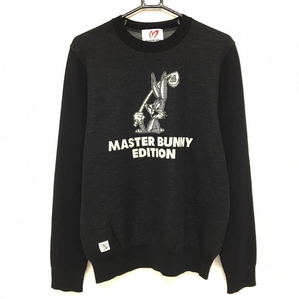 【美品】マスターバニー×LOONEY TUNES セーター 黒系×グレー系  メンズ 5(L) ゴルフウェア 2023年モデル MASTER BUNNY EDITION