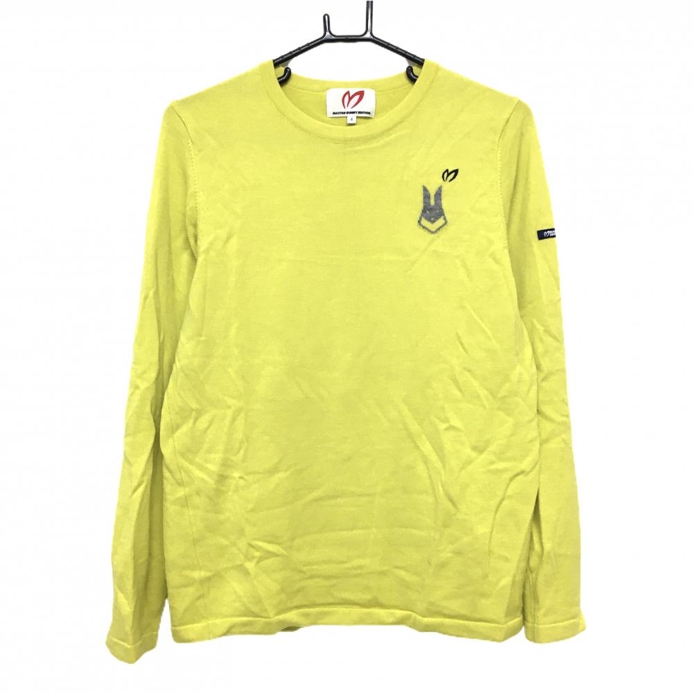【美品】マスターバニー セーター イエロー系 ニット ウール100％ マイティバニー メンズ 4(M) ゴルフウェア MASTER BUNNY EDITION