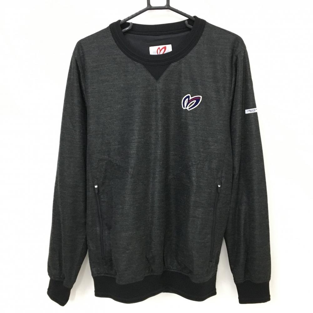 【超美品】マスターバニー スニード 杢ダークグレー ロゴ刺しゅう 蓄熱裏地 ブルゾン メンズ 6(XL) ゴルフウェア MASTER BUNNY EDITION