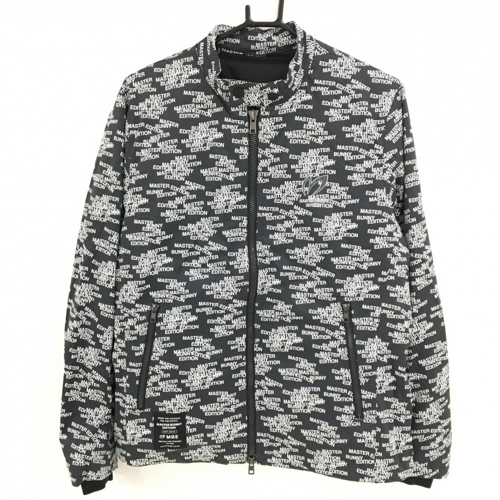 【美品】マスターバニー 3WAYジャケット 黒×白 ロゴ総柄 中綿ベスト付き メンズ 5(L) ゴルフウェア 2023年モデル MASTER BUNNY EDITION