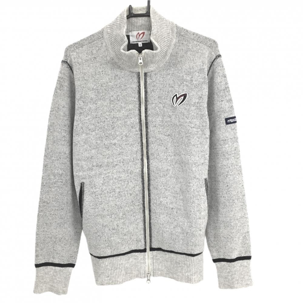 【美品】マスターバニー ニットジャケット グレー×ネイビー 杢調 ウール・カシミヤ  メンズ 5(L) ゴルフウェア MASTER BUNNY EDITION