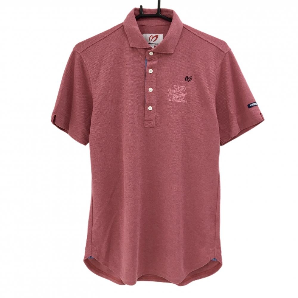 【超美品】マスターバニー 半袖ポロシャツ レッドピンク ロゴ刺しゅう メンズ 4(M) ゴルフウェア MASTER BUNNY EDITION