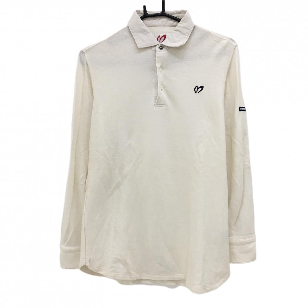 【美品】マスターバニー 長袖ポロシャツ アイボリー 襟コーデュロイ ウール混  メンズ 4(M) ゴルフウェア MASTER BUNNY EDITION