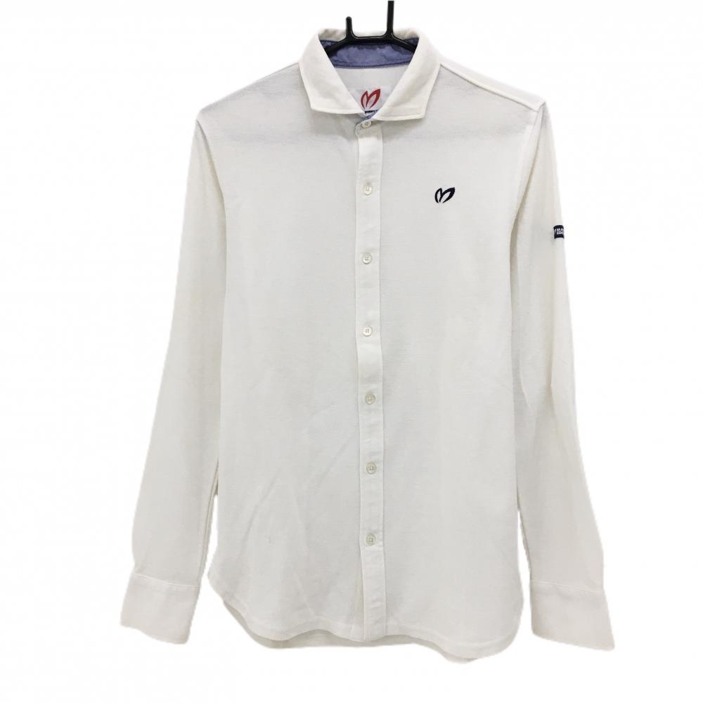 マスターバニー 長袖シャツ 白 ロゴ刺しゅう  メンズ 4(M) ゴルフウェア MASTER BUNNY EDITION