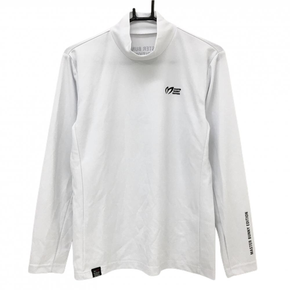【超美品】マスターバニー 長袖ハイネックシャツ 白 ロゴプリント ストレッチ  メンズ 4(M) ゴルフウェア MASTER BUNNY EDITION