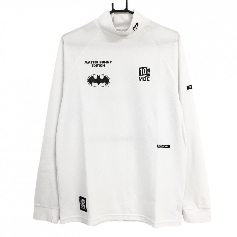 【美品】マスターバニー×バットマン 長袖ハイネックシャツ 白×黒 10周年 メンズ 6(XL) ゴルフウェア MASTER BUNNY EDITION