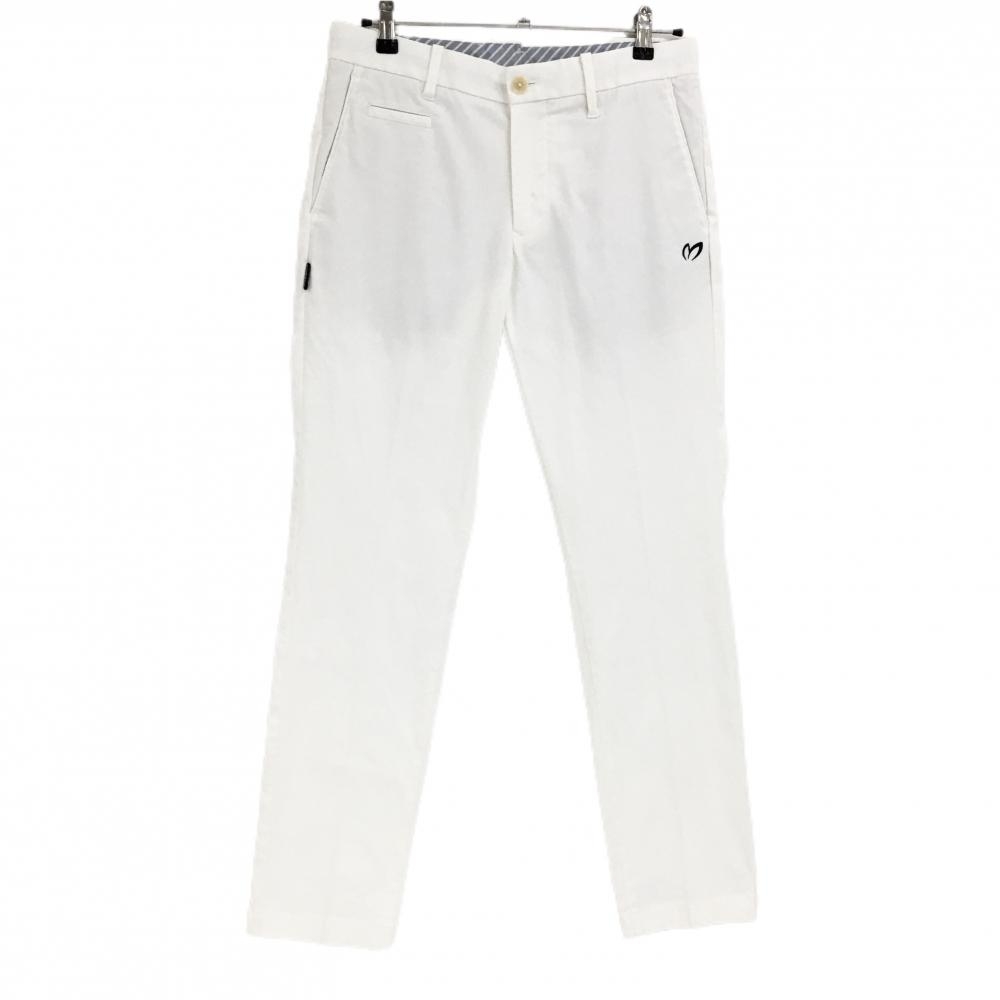 【美品】マスターバニー ストレッチパンツ 白 ヤシの木刺しゅう メンズ 4(M) ゴルフウェア MASTER BUNNY EDITION