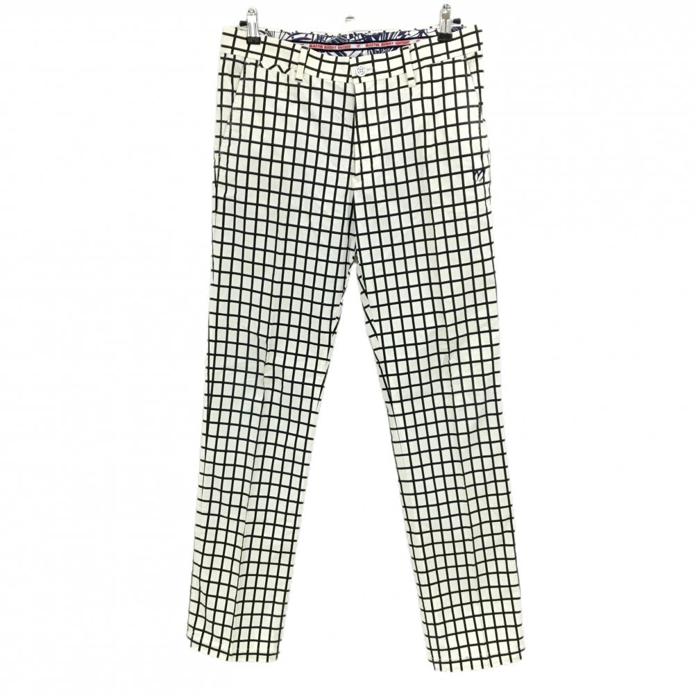 マスターバニー パンツ 白×ネイビー 格子柄 ストレッチ メンズ 5(L) ゴルフウェア MASTER BUNNY EDITION