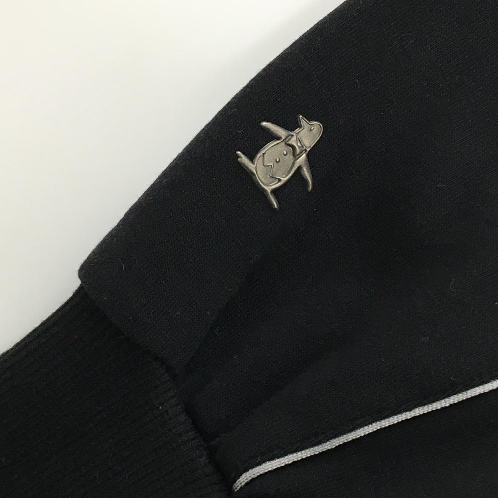 マンシングウェア 長袖ハイネックシャツ 黒 ロゴライトグレー ハーフ