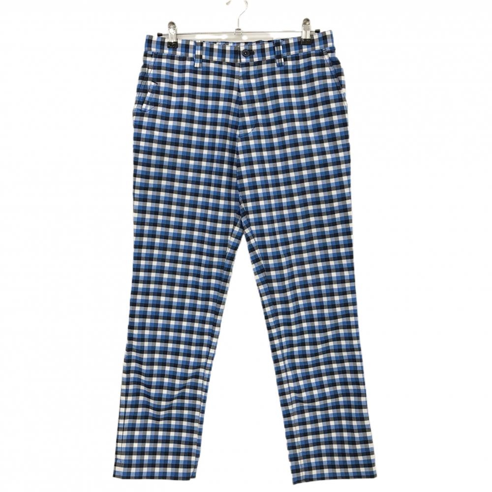 【美品】マンシングウェア パンツ ブルー×黒×白 チェック メンズ 79 ゴルフウェア Munsingwear