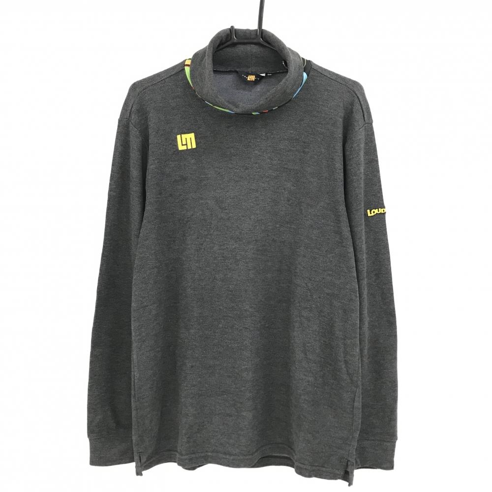 【超美品】ラウドマウス 長袖ハイネックシャツ ダークグレー ネックシャガデリックブラック メンズ LL ゴルフウェア LOUDMOUTH