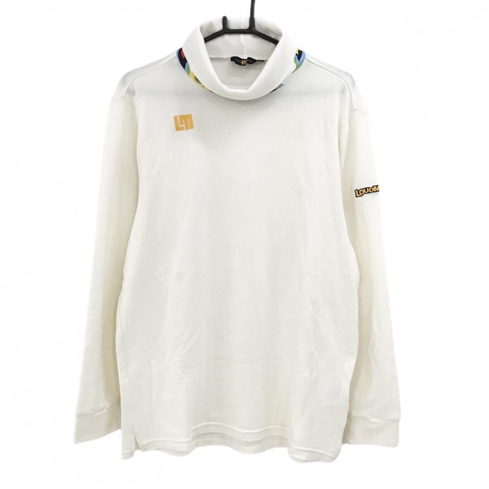 ラウドマウス 長袖ハイネックシャツ アイボリー ネックシャガデリックホワイト ロゴ刺しゅう 表微起毛 メンズ LL ゴルフウェア LOUDMOUTH
