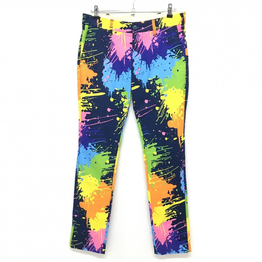 【超美品】ラウドマウス パンツ ネイビー×マルチカラー 総柄 ブラスターピース メンズ L ゴルフウェア LOUDMOUTH