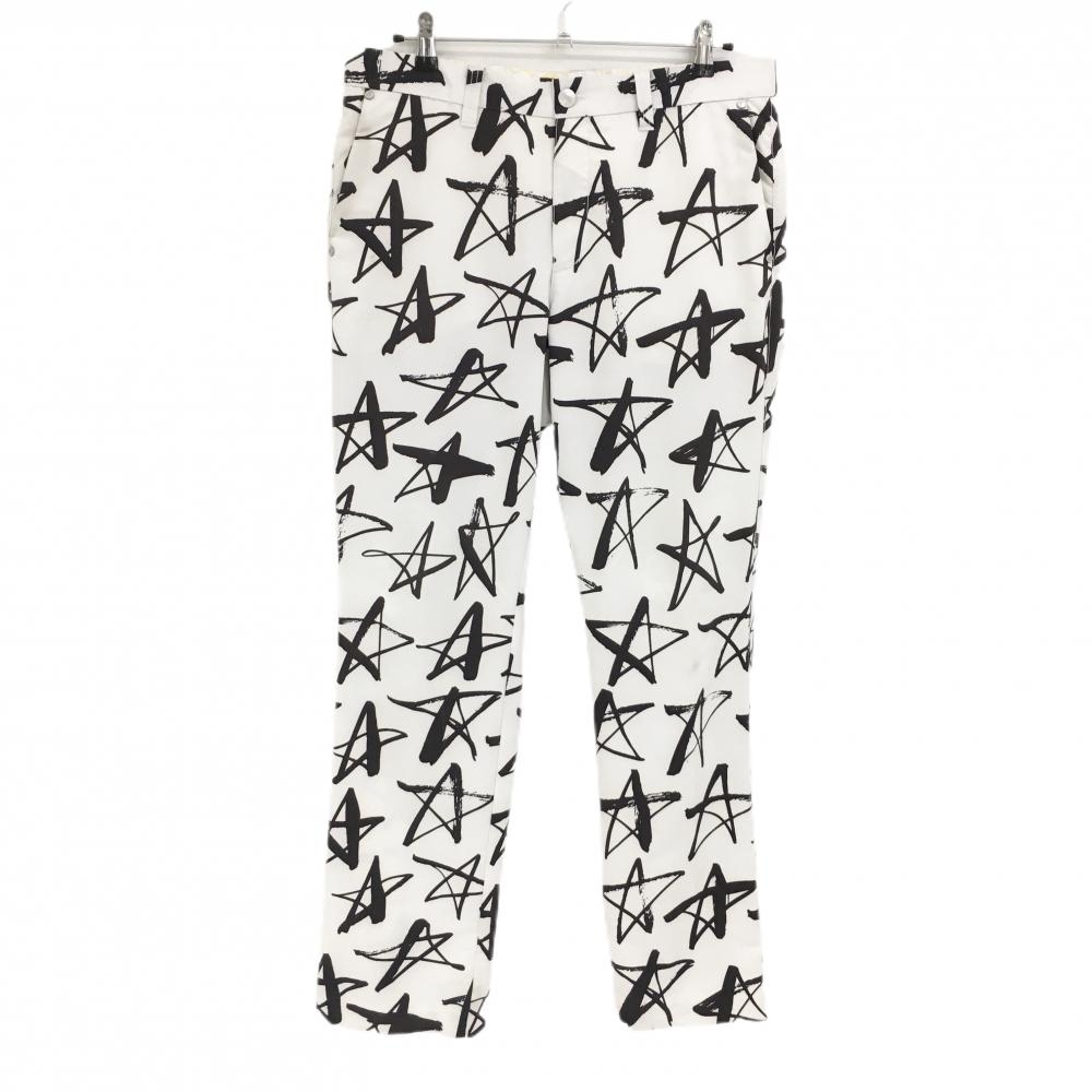 ラウドマウス パンツ 白×黒 シューティングスターホワイト柄 バックロゴ メンズ LL ゴルフウェア LOUDMOUTH