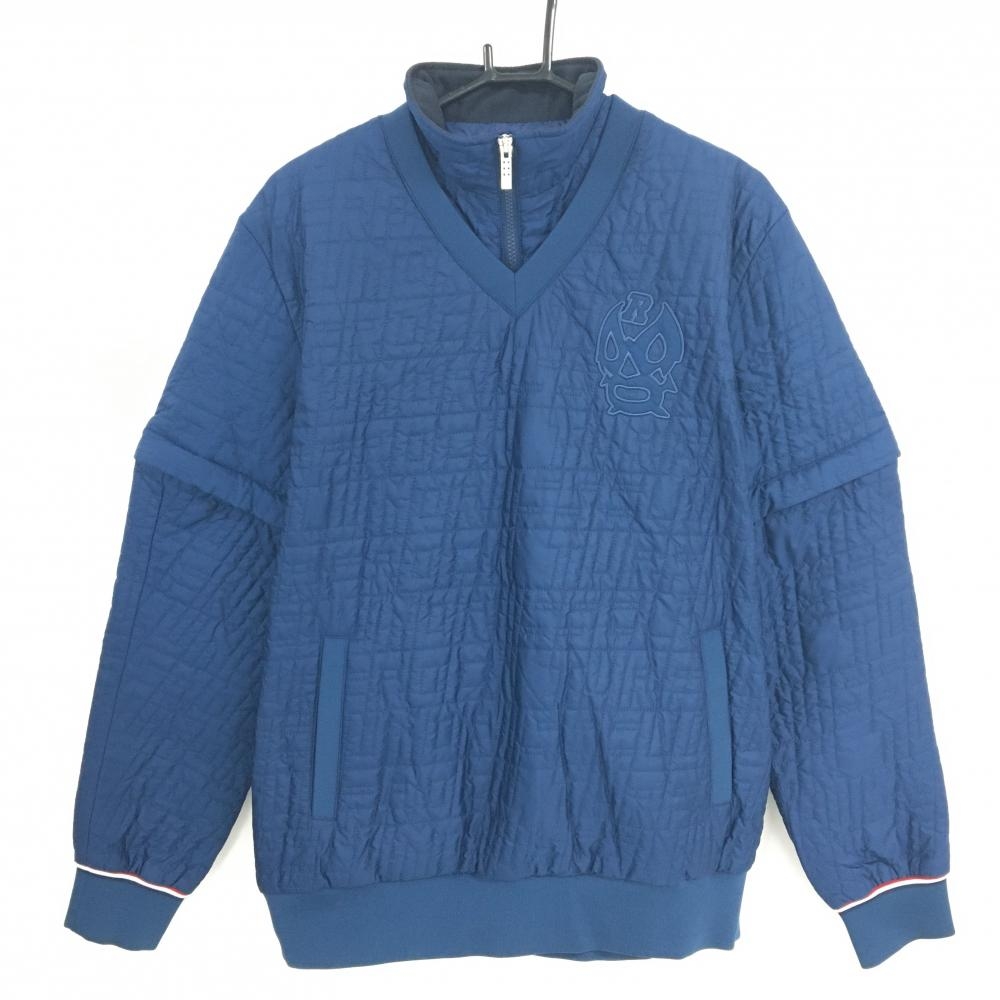 【超美品】ラッセルノ スニード ネイビー キルティング ネック・袖着脱可 ルチャマスク ブルゾン メンズ 5(L) ゴルフウェア RUSSELUNO