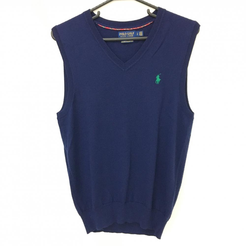 【超美品】ポロゴルフ ニットベスト ネイビー ウール100%  メンズ SP ゴルフウェア Ralph Lauren