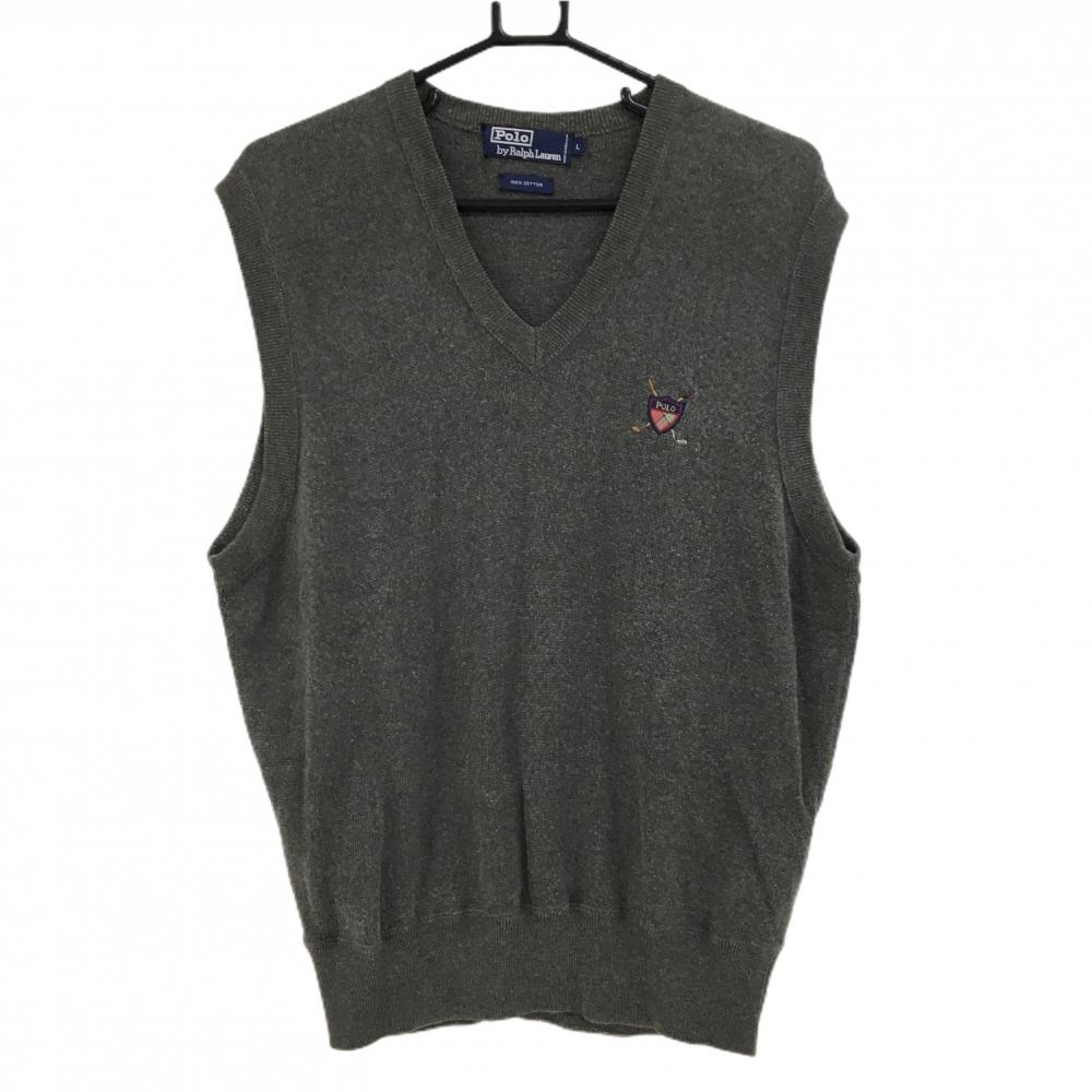 ポロゴルフ ニットベスト グレー系 コットン100%  メンズ L ゴルフウェア Ralph Lauren