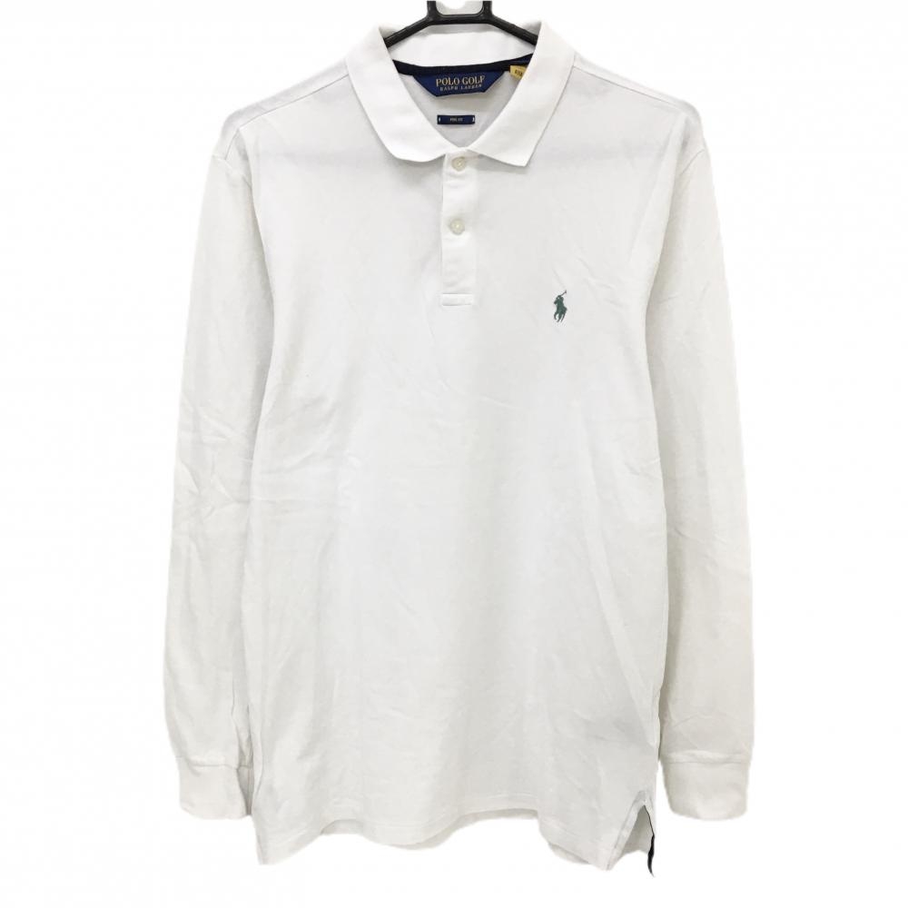 ポロゴルフ 長袖ポロシャツ 白 ロゴグリーン メンズ S ゴルフウェア Ralph Lauren