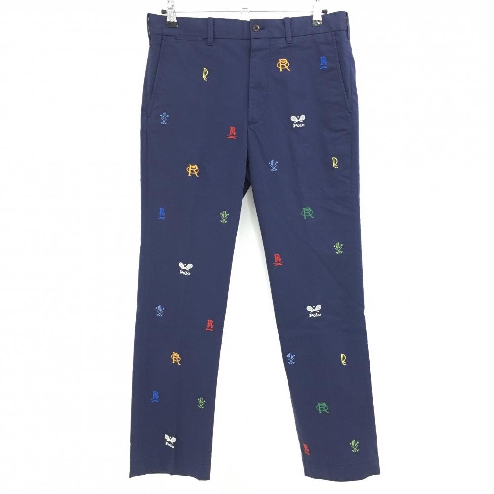 ポロゴルフ パンツ ネイビー×マルチカラー 総柄 ロゴ刺しゅう  メンズ 31/30 ゴルフウェア Ralph Lauren