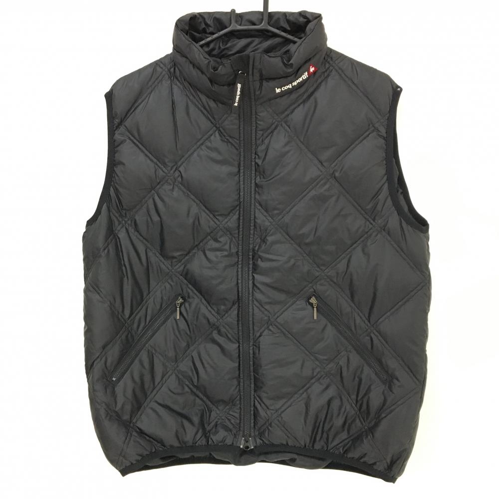 【美品】ルコックゴルフ ダウンベスト 黒 キルティング ダブルジップ  メンズ L ゴルフウェア le coq sportif