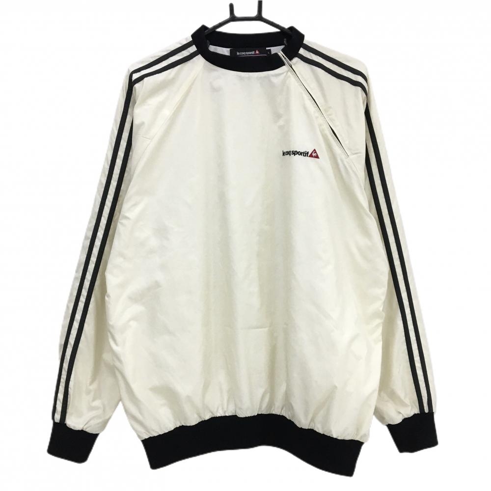 ルコック スニード アイボリー×黒 ネックファスナー 裏地メッシュ 袖2ライン ブルゾン  メンズ L ゴルフウェア le coq sportif