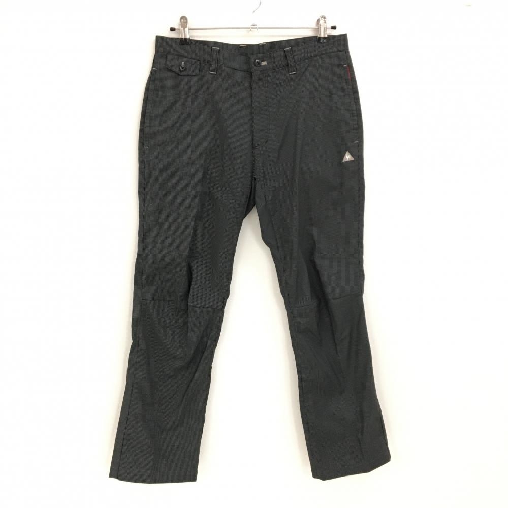 【美品】ルコックゴルフ パンツ グレー×黒 千鳥柄 ロゴ刺しゅう メンズ 85 ゴルフウェア le coq sportif