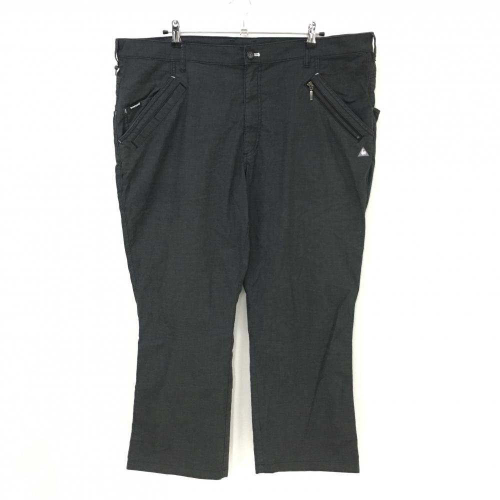 【美品】ルコックゴルフ パンツ ダークグレー 地模様 ポケット複数 ストレッチ メンズ 110 ゴルフウェア 大きいサイズ le coq sportif