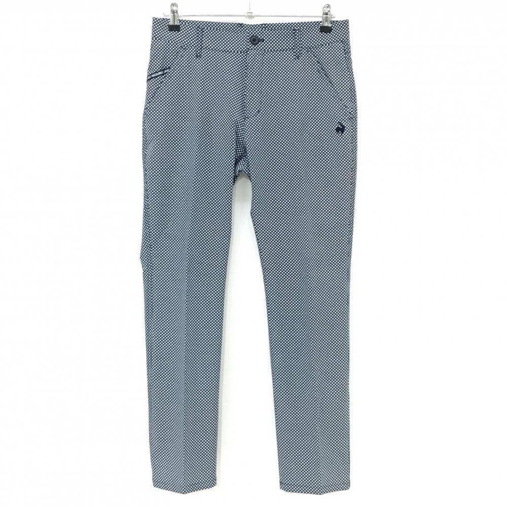 【美品】ルコックゴルフ パンツ ネイビー×白 総柄 メンズ 79 ゴルフウェア le coq sportif