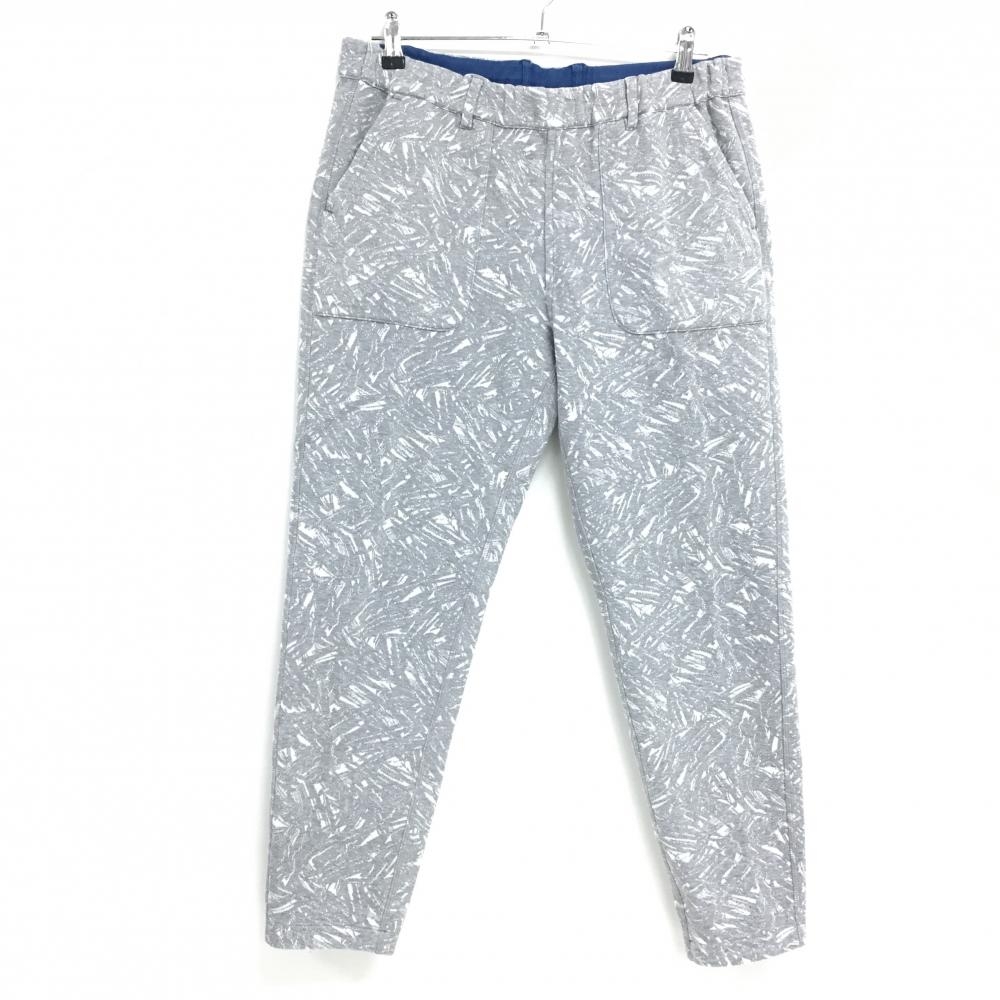 ロサーセン リバーシブルパンツ グレー×白 片面ブルー 総柄 ウエストゴム  メンズ 88 ゴルフウェア Rosasen