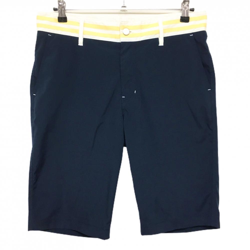 ロサーセン ハーフパンツ ネイビー×白 ウエスト2ライン ストレッチ メンズ 82 ゴルフウェア Rosasen