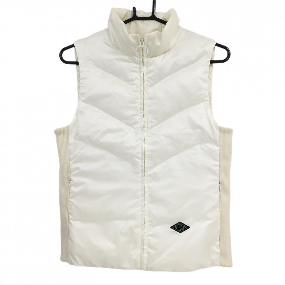 23区スポーツ ダウンベスト 白 サイド切替ニット レディース I(M) ゴルフウェア 23区