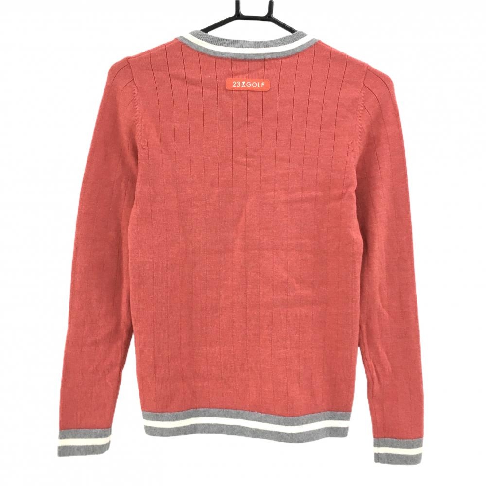 超美品】23区ゴルフ セーター レッド×グレー ウール100％ Vネック