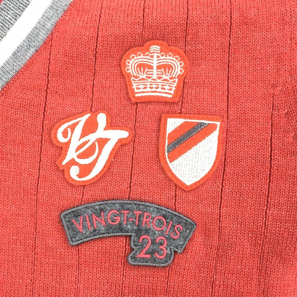 超美品】23区ゴルフ セーター レッド×グレー ウール100％ Vネック