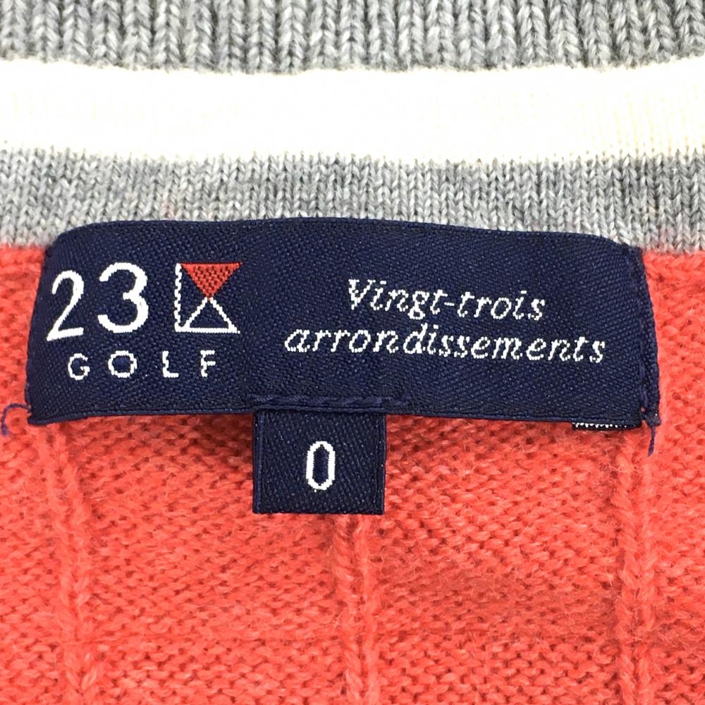 超美品】23区ゴルフ セーター レッド×グレー ウール100％ Vネック