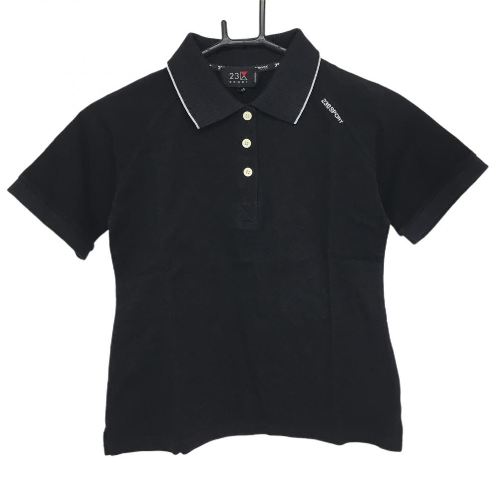 新品　23区Sports ハーフジップ 黒 半袖シャツ　ポロシャツ　ゴルフメンズ 23区SPORTS 半袖ポロシャツ 23区GOLF 23区スポーツ 半袖ポロシャツ 黒×白