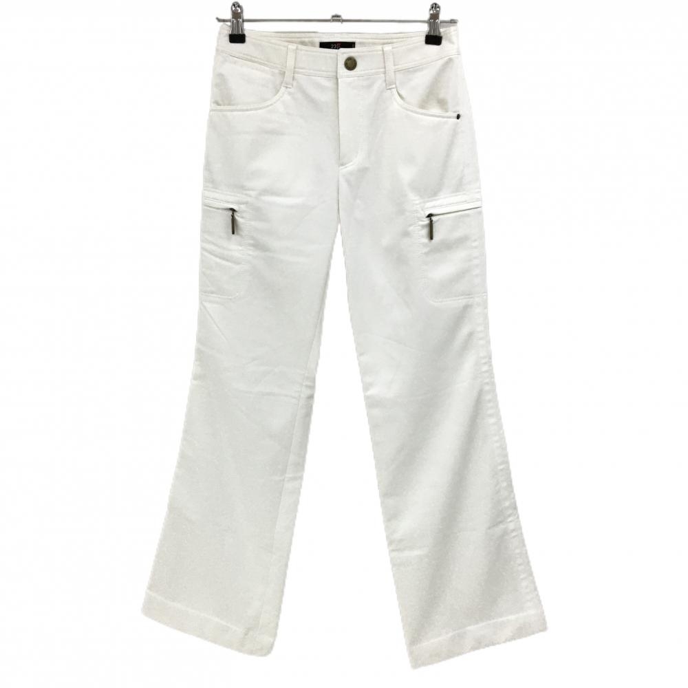 【超美品】23区スポーツ カーゴパンツ 白 サイドテープライン シンプル 裏微起毛 レディース 64(M) ゴルフウェア 23区
