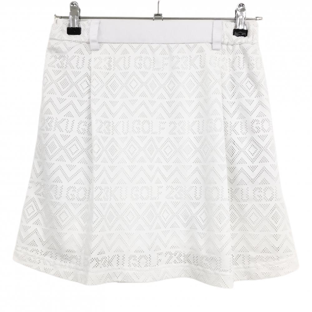 23区ゴルフ スカート 白 織生地 透け感 裏地付き  レディース 0(S) ゴルフウェア 23区
