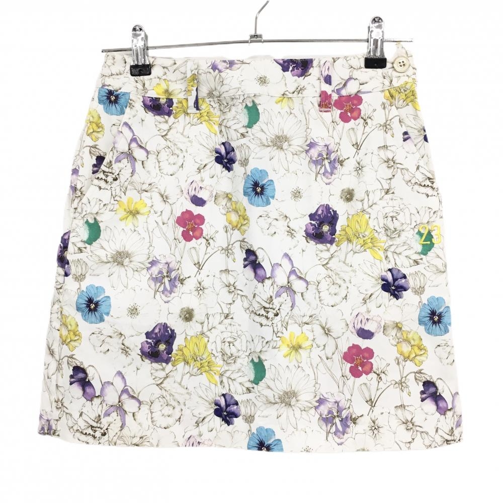 【超美品】23区ゴルフ スカート 白×マルチカラー 花柄 LIBERTY レディース 58 ゴルフウェア 23区