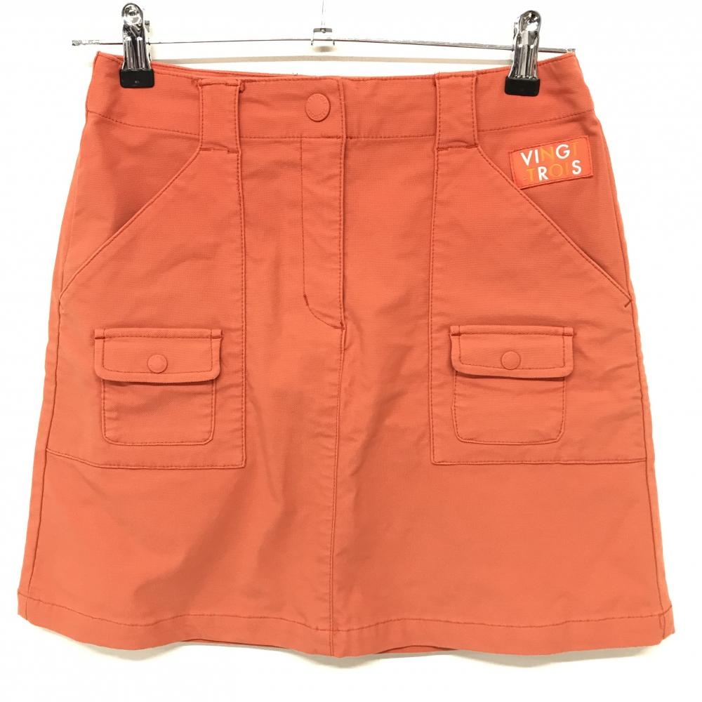 23区ゴルフ スカート オレンジ 複数ポケット 刺しゅう レディース 58 ゴルフウェア 23区